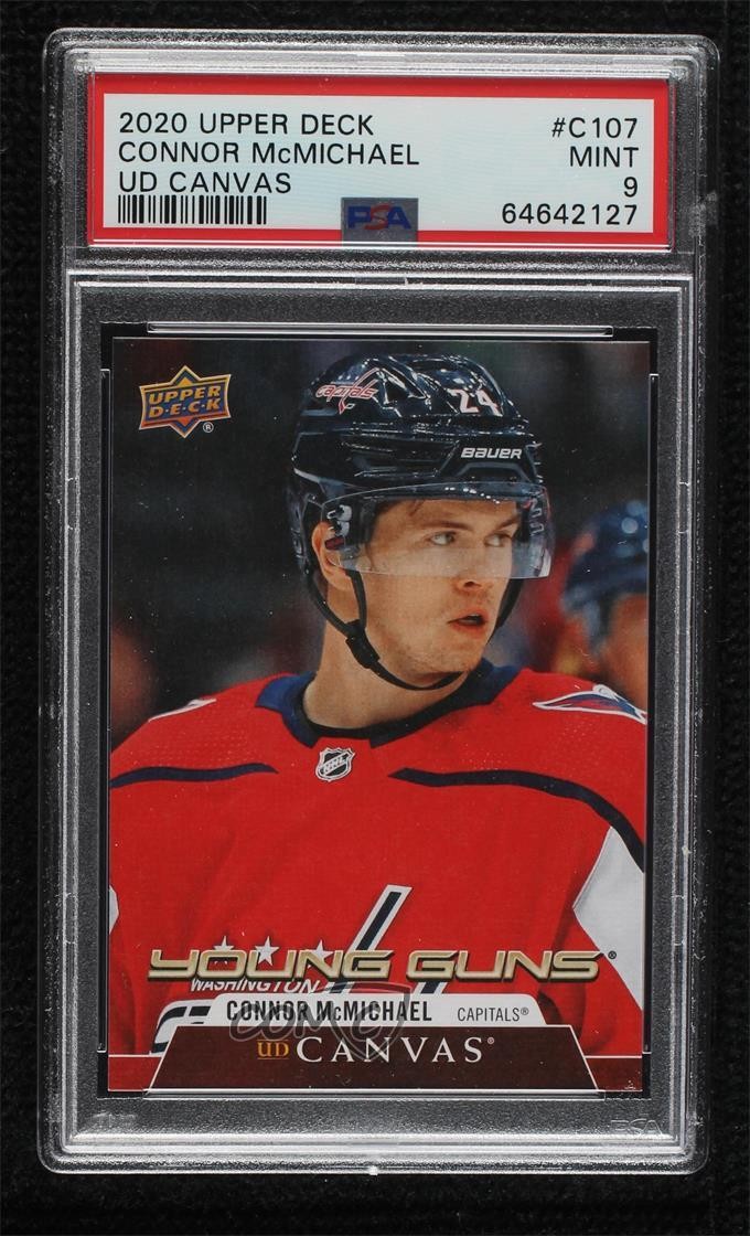 2020-21 Upper Deck UD Canvas Young Guns Connor McMichael #C107 PSA 9 MINT 08ly