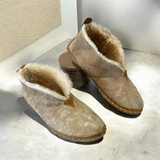 LL Bean Men's 10Wide Wicked Good Lamb Fur Shearling Slippers House Shoes Slip On
