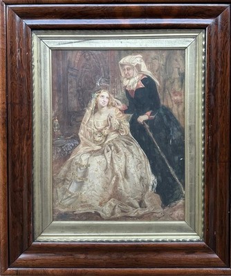 Viktorianische Schule: Porträt von Königin Victoria mit Begleiter, Aquarell