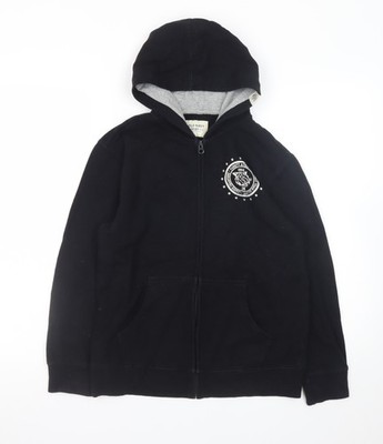 Old Navy Jungen schwarzer Hoodie mit durchgehendem Reißverschluss Größe 10-12 Jahre Fleecejacke