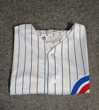 Majestic Chicago Cubs Cool Base Jersey 2XL White Pinstripe MLB Baseball.