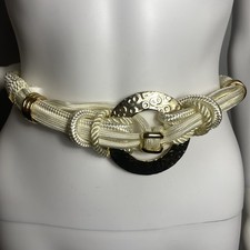 Vintage white or cream braided rope belt from the 80s M/L