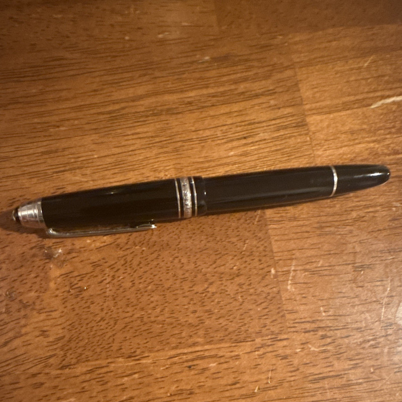 Montblanc Black Resin Ballpoint Pen Black Ink with Silver Trim