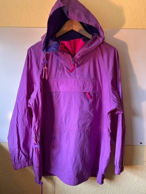 Eddie Bauer Vintage Anorak Hooded Windbreaker Purple/ Pink Womens Sz M Ski, Sail