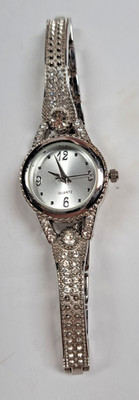 Unbranded Women's 8'' Silvertone Gemmed Watch New Battery