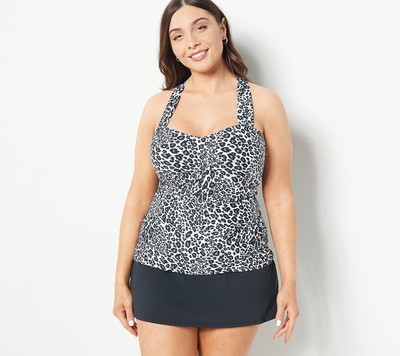 Jantzen Women's Swimsuit Sz 8 Comfort Strap Tankini with Skirted Brown A489061