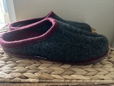 Haflinger Soft Boiled Wool House Slippers EUR 41 Mens Size 8 Womens 10 Grey