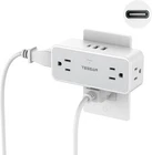 4 Wall Outlet Extender with 3 USB Charger(1 USB C) Surge Protector Plug Expander