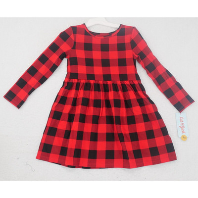 NEW Cat & Jack Girl's 4T Buffalo Red Black Long Sleeve Dress Christmas Holiday