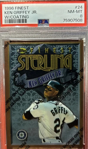1996 Topps Finest Sterling Ken Griffey, Jr 🔥 protective coating  PSA  8