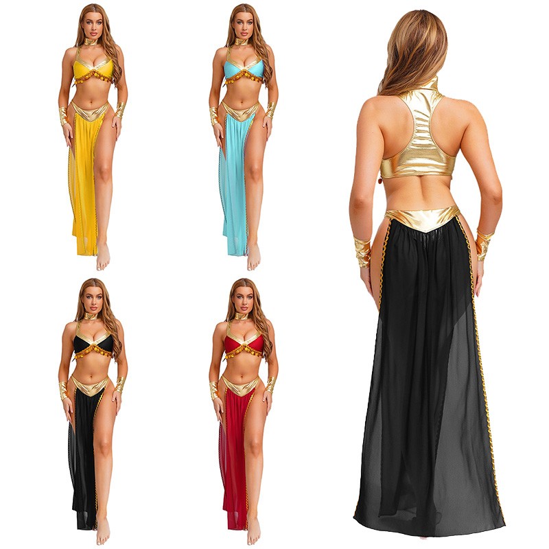 Womens Belly Dance Sets Egyptian Costume Halloween Shiny Sequin