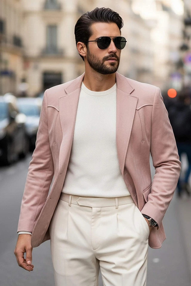 Blazer Barabas Para Hombre Gamuza Mate Sólido Pico Solapa 4BL56 Foto 3 de 4