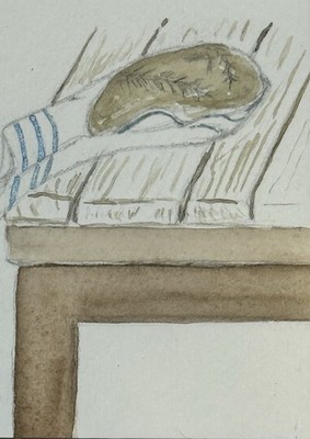  Mastering Sourdough  ACEO Watercolor by DBossert Featuring Cottage Core Bread