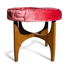G PLAN FRESCO STOOL TEAK AND SILK MID CENTURY RETRO C1960s