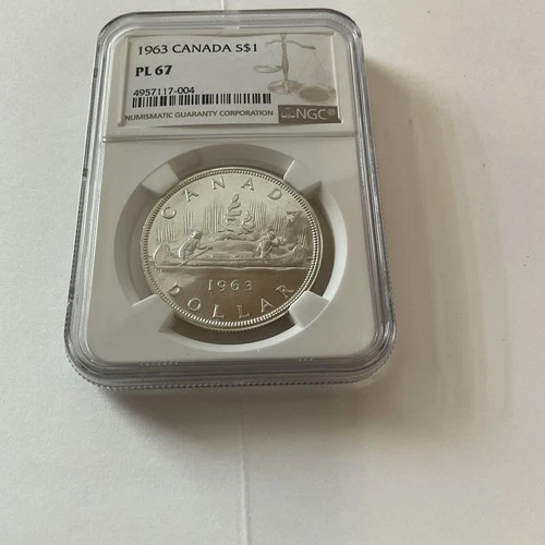 NGC 1963 S$1. Canada Voyageurs Silver Dollar PL 67 ,A Beauty