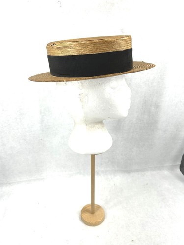 antique hat straw boater style ladies women's Edwardian original late 19thc 1900 - Picture 6 of 8