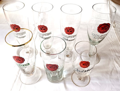 Holsten Pilsener 7 Beer Glasses 0.2 /0.25L 1970s Bundle Beer Glass Vintage