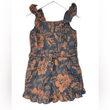 Janie and Jack Brown Black Floral Sleeveless Romper Girls Size 5