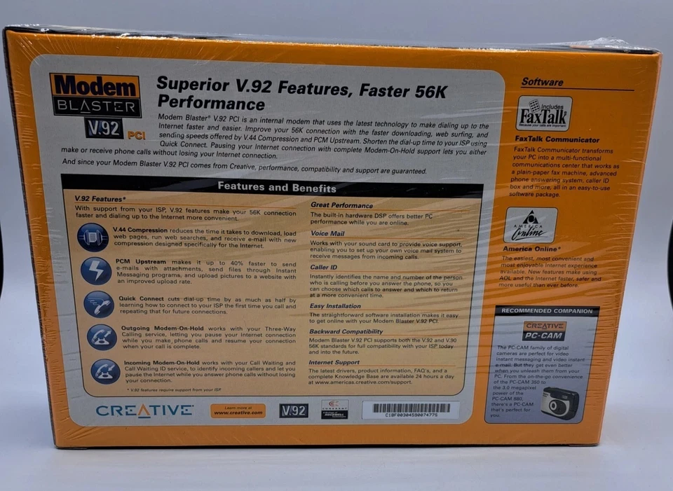 Creative Modem Blaster v.92 PCI NIB Sealed - Image 3 of 4