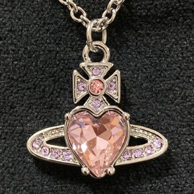 Vivienne Westwood ARIELLAネックレス　シルバー×ピンク Vivienne Westwood Ariella Pink Heart Crystal Necklace SilverChain