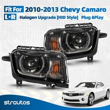 Upgrade Black Halogen Headlights For 2010-2013 Chevy Camaro W Led Drl Pair Upgrade Black Halogen Headlights For 2010-2013 Chevy Camaro W Led Drl Pair