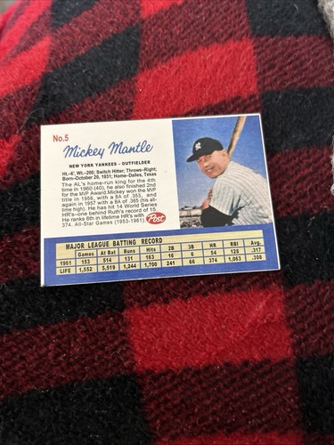 1961 post béisbol #5 Mickey Mantle! - Imagen 1 de 1