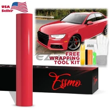 ESSMO PET Super Gloss Strawberry Red Vehicle Vinyl Wrap Decal Sheet Like Paint