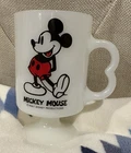 Vintage Disney White Milk Glass MICKEY MOUSE Footed Pedestal Coffee Mug Cup USA