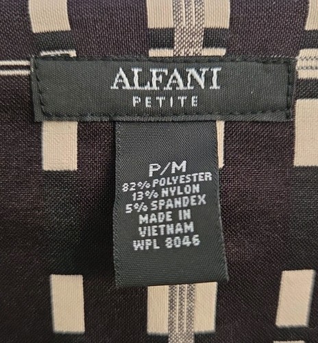 Alfani Women M/P Black Beige Plaid Open Over Coat Long Jacket Blazer Career - Picture 7 of 13