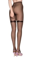 SECRET 20 DENARI Collant Velato TuttoNudo con Giarrettiere Disegno Farfalla 2/S