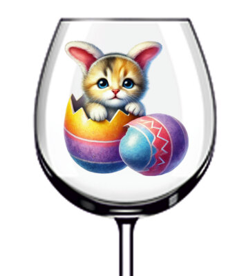 12x bunte Ostern Katze Eier Vinyl Aufkleber Abziehbild Becher Weinglas Flasche Tasse