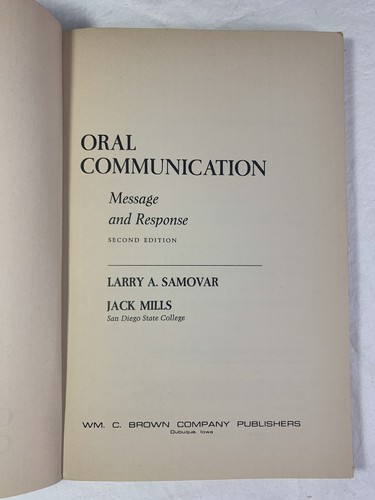 Libro de comunicación oral mensaje y respuesta Larry Samovar Jack Mills segundo libro de texto - Imagen 3 de 6