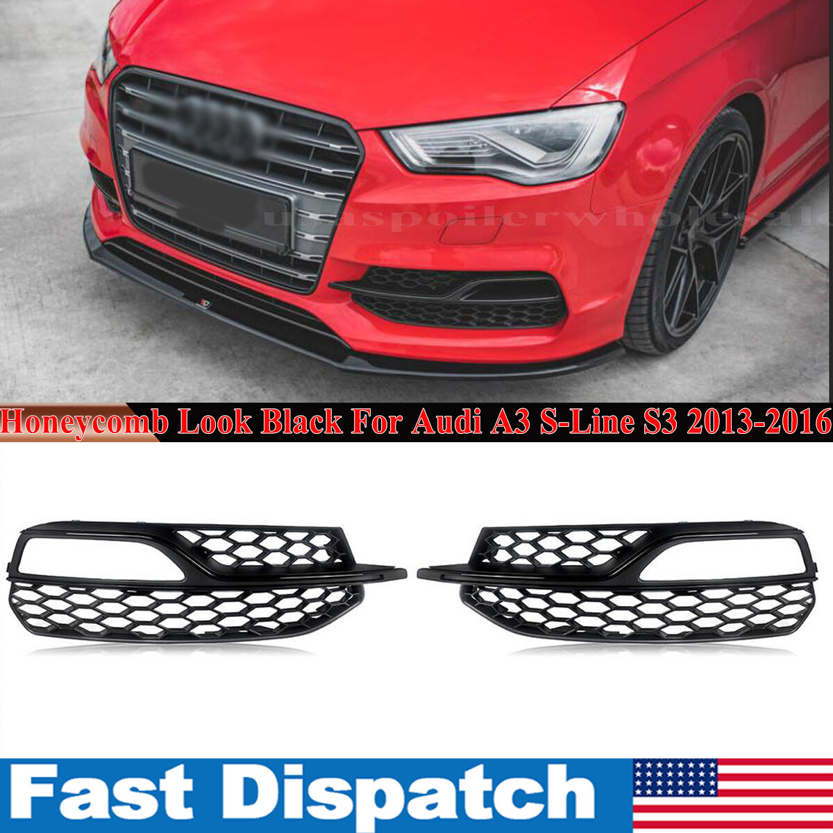 Audi A3 S Line S3 フォグライトグリル ハニカムメッシュ Audi A3 S Line S3 フォグライトグリル ハニカムメッシュ