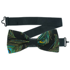 Peacock Feather Bowtie Dickie Hair Bow Tie Prom Pre-Tied Suit Bird
