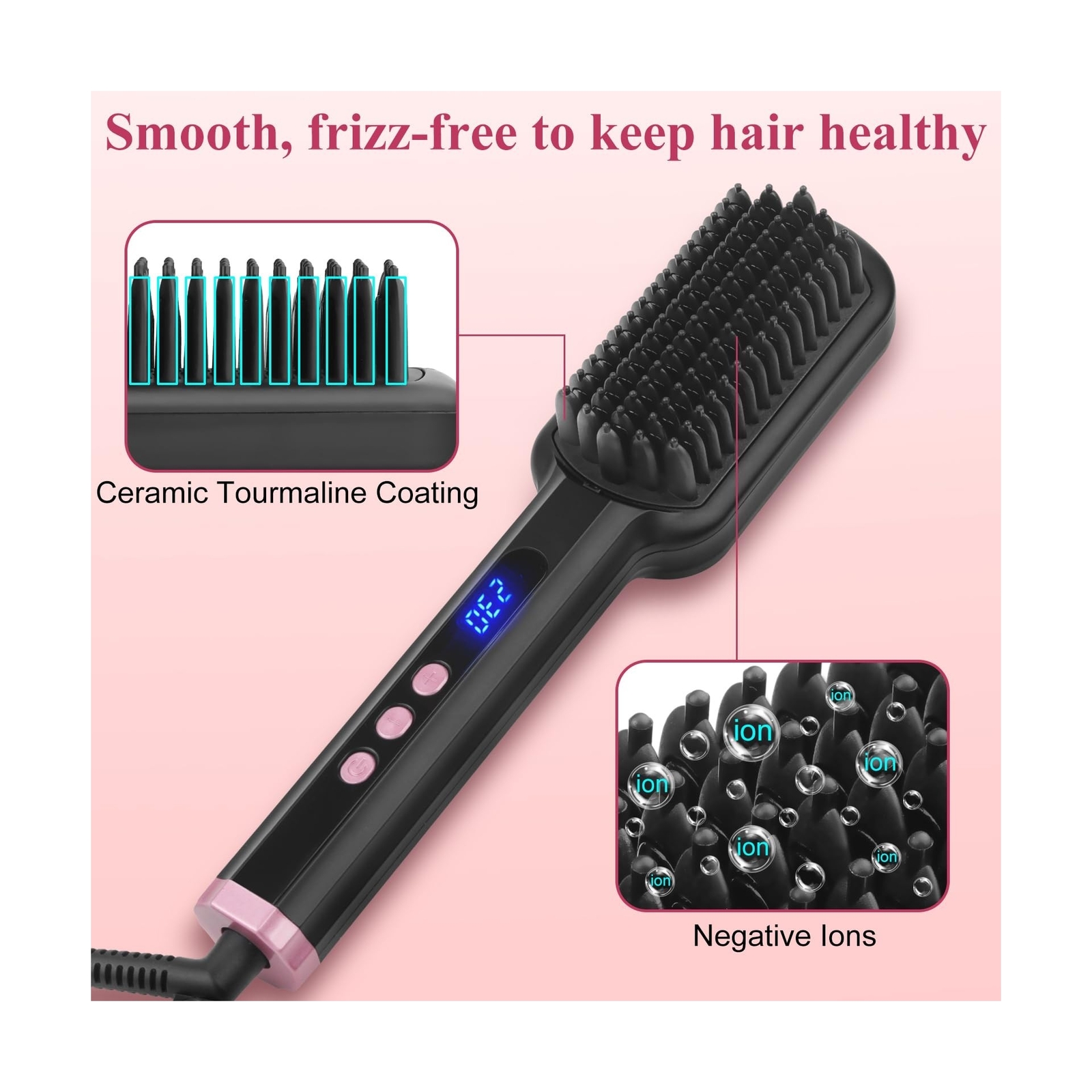 Hair Straightener Brush, Hair Straightener Comb Straightening Brush... Fast Ship