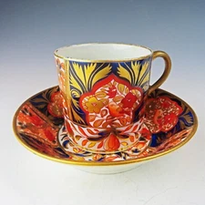 Spode Imari Pattern Antique Porcelain Coffee Can/Cup Saucer Ca 1820
