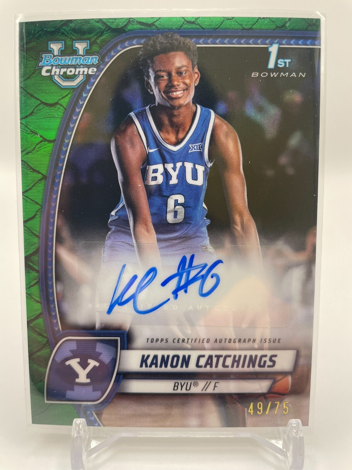 2024 Bowman U Chrome Kanon Catchings 1st Green Auto /75 BYU SSP🔥 OBO