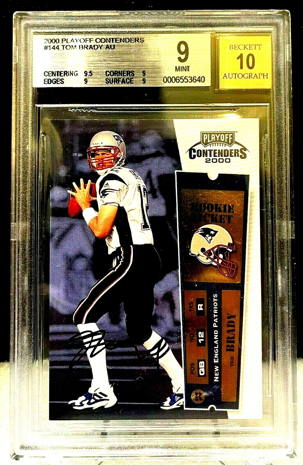 TOM BRADY 2000 PLAYOFF CONTENDERS BGS 9 MINT 10 AUTO RC SUBS 9.5 9 9 9 NO 8.5s view 4