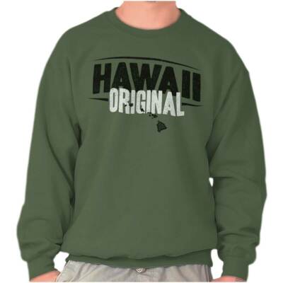 Hawaii Original Souvenir Tourist State HI Adult Long Sleeve Crew Sweatshirt