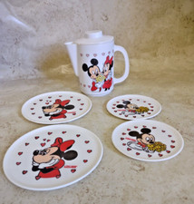 Vintage Mickey  Minnie Mouse Dishes Walt Disney Play Teapot Plates Italy