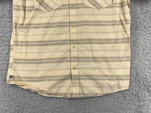Reef Shirt Mens Large Yellow Gray Striped Button Up 100% Cotton Beach Surf - Picture 6 of 15