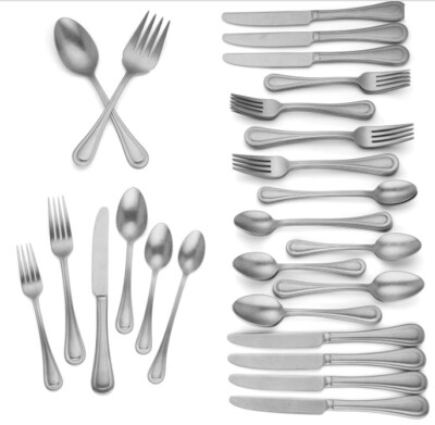 Lenox Shelby Tumbled 50 Piece 18/10 Stainless Flatware Service for 8 New 