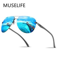 New Polarized Men Sunglasses Classic Driving Sun Glasses Metal Frame Mirror Lens