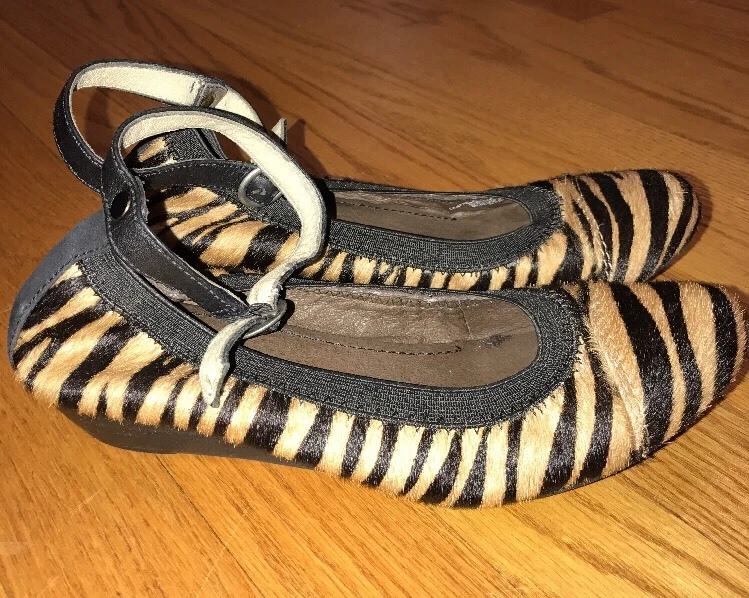 NICOLE Pony Hair Zebra Stripe Ankle Strap Wedges High Heels Womens Shoes Sz 6 # - Image 2 of 4