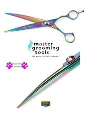 Master Grooming Tools PRO RAINBOW ICE CURVED 8.5" SHEAR Pet Dog Cat SCISSOR Case