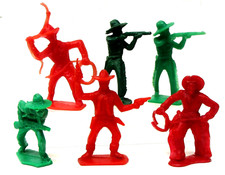 6 WESTERN COWBOYS 1957 Vintage TIM-MEE toy playset figures