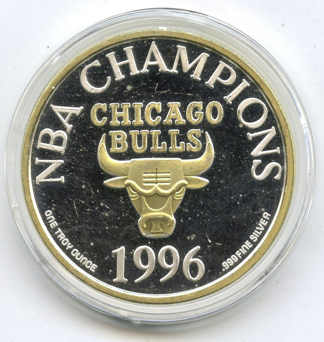 純銀 1オンス 1994 シカゴ・ブルズ NBA チャンピオンシップ記念 Chicago Bulls 1996 Four-Time NBA Champions 999 Silver 1 oz Medal