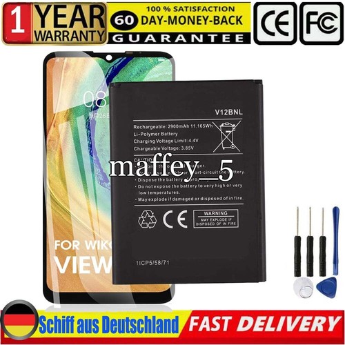 Akku 2900mAh für WIKO Harry 2, View, W-V600, V12BNL, Tommy 3 plus phone Batterie - Zdjęcie 2 z 6