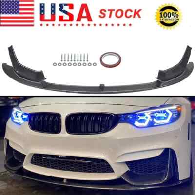 Front Bumper Lip Splitter For 15-20 BMW M3 F80 M4 F82 F83 MP Style Carbon Black