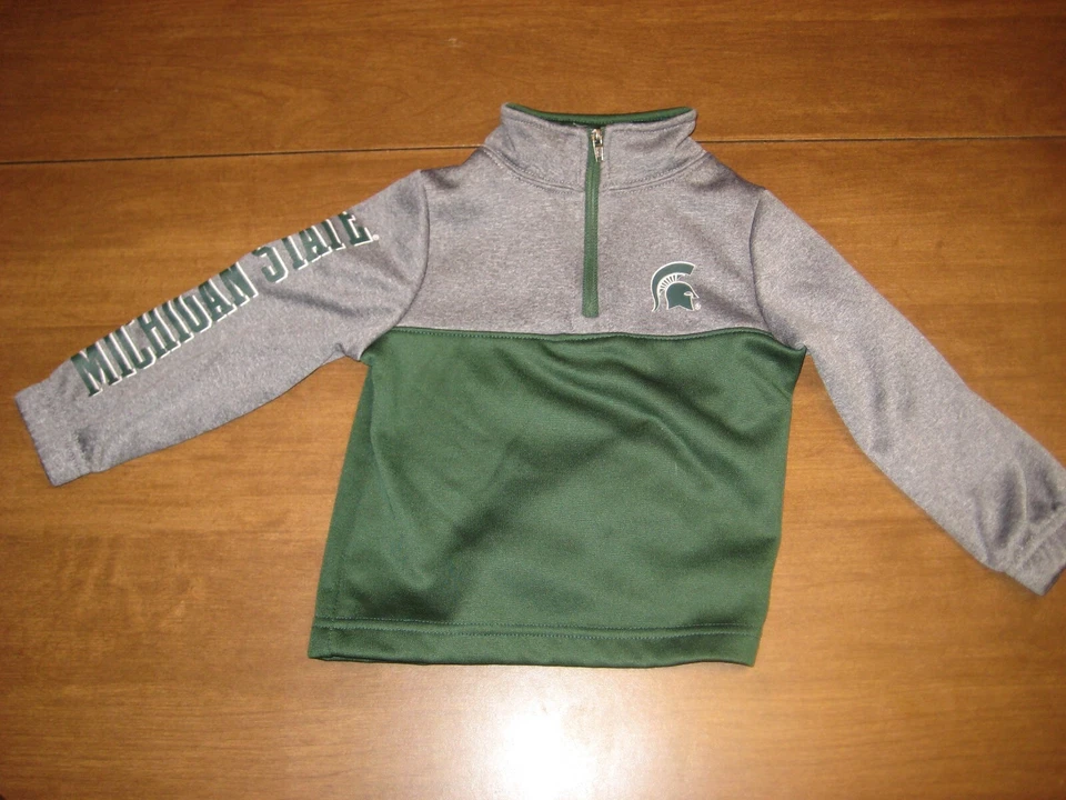 Michigan State Quarter Zip Top Toddler, 2T, Green and Grey, Very Good Condition - Image 2 of 4